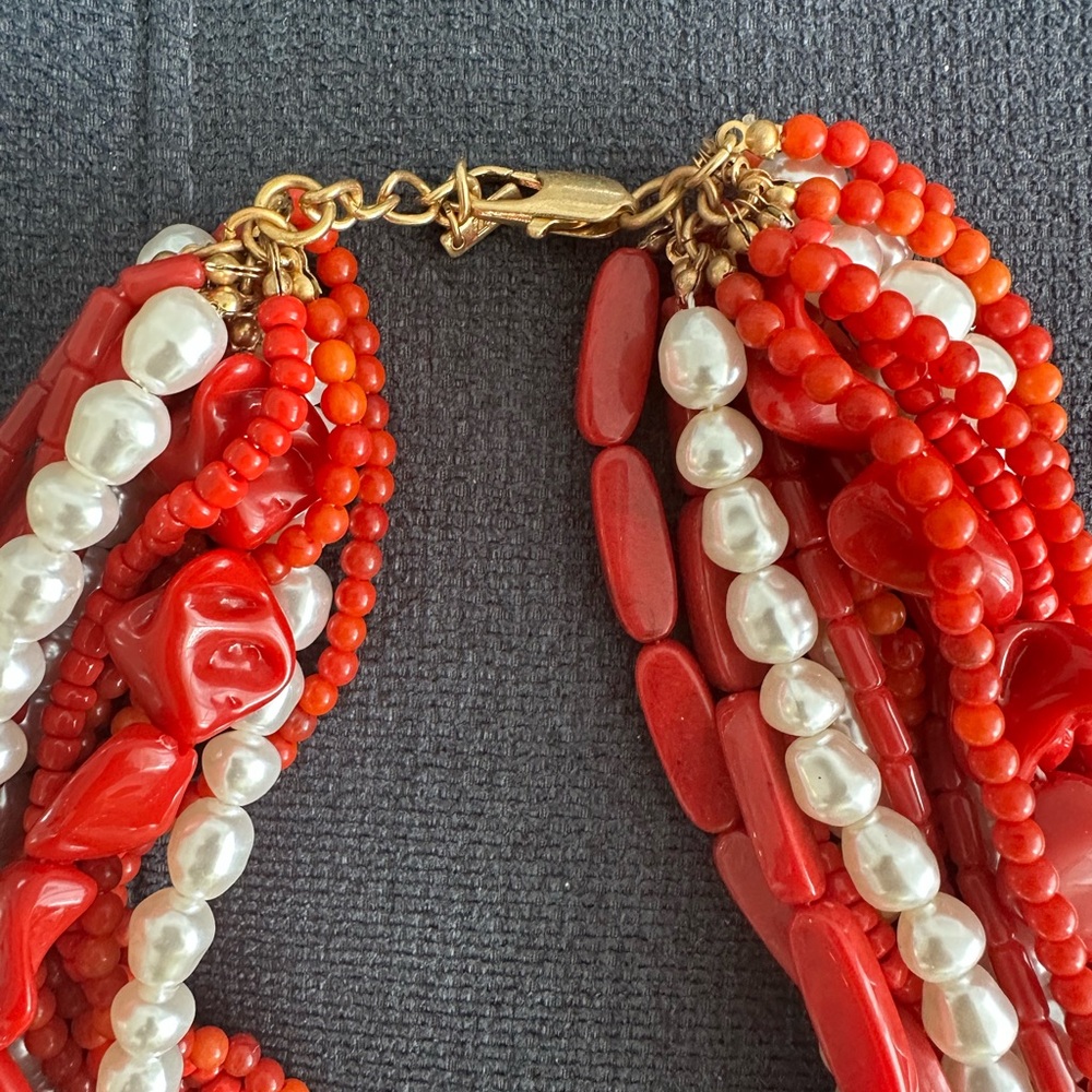 Zara Red and Gold Multi-Strand Necklace